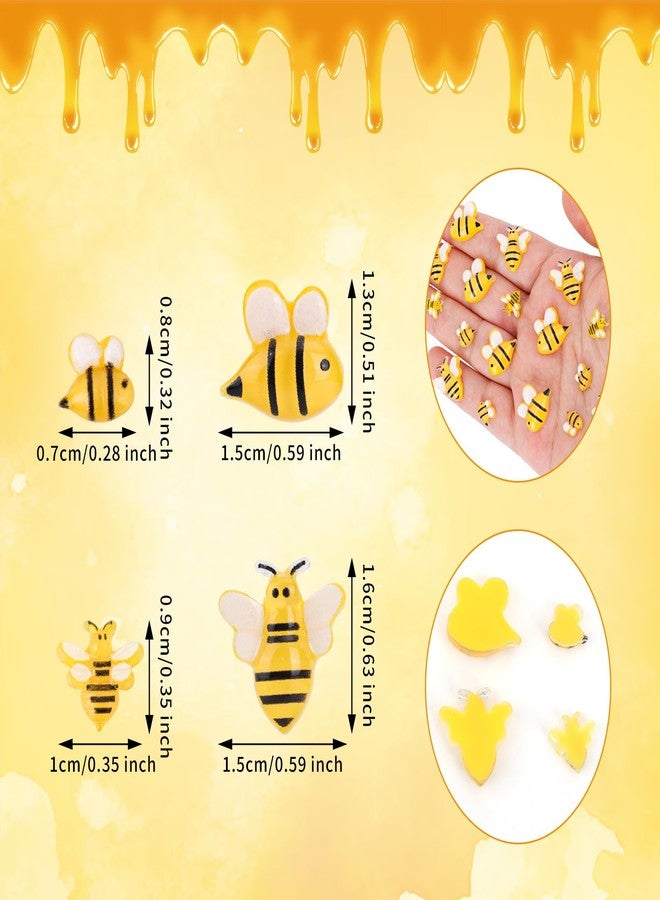 lasuroa 100pcs Mini Resin Honey Bees for Crafting, 4 Design Tiny Resin Bees Small Decorative Honeybee Decorations for DIY Birthday Animal Party Table Decoration - Image 2