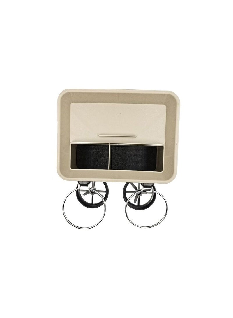 MOB Multifunction Car Armrest Storage Box Organizer, Car Arm Rest Drink Holder Cup Holder MOB Beige With Silver - Image 4