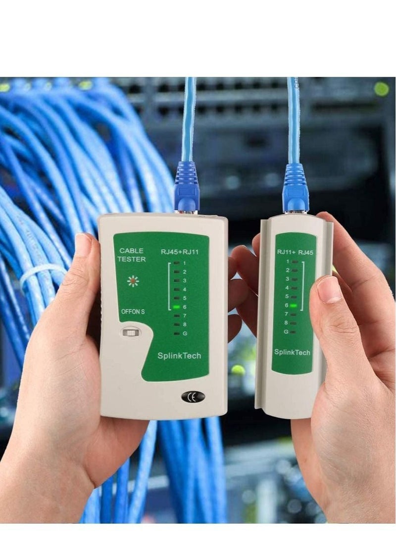 RJ45 Crimp Tool, Kit of RJ45 Crimping Tool, RJ45 Pass Through Crimp Tool with 50 PCS CAT6 Pass Through Connectors, 50 PCS RJ45 Cat6 Protection Covers and Mini Stripping Plier