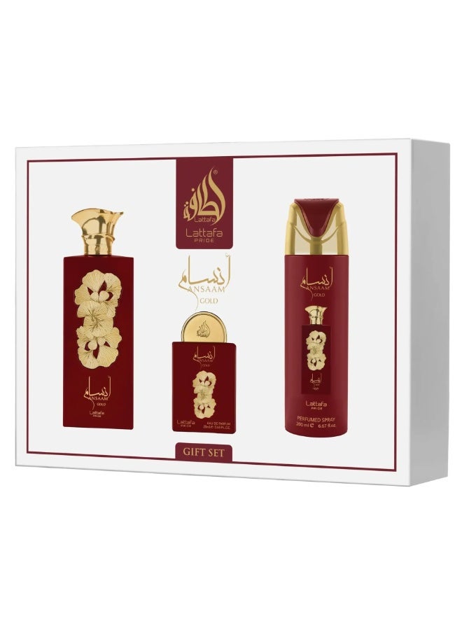 لطافة مجموعة هدايا أنسام جولد من لطافة - عطر ١٠٠ مل + لوشن للجسم + سبراي للجسم - عطر شرقي زهري يدوم طويلاً للنساء - صندوق هدايا عطر فاخر - Image 1