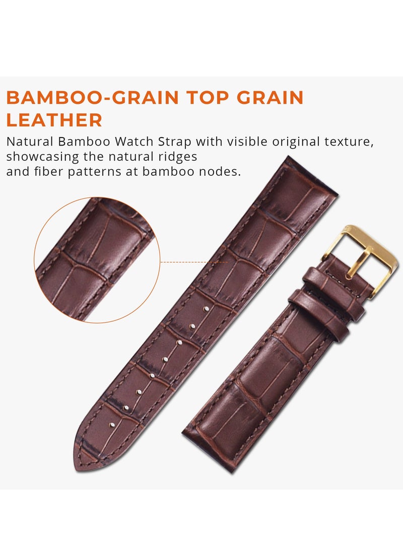 Adando - Adando Genuine Leather Watch Strap Soft Bamboo Pattern Genuine Cowhide Leather Strap Leather Replacement Watch Band for Men Women 20mm 22mm Replacement Bands for Watch Accessories for Watch - Image 1
