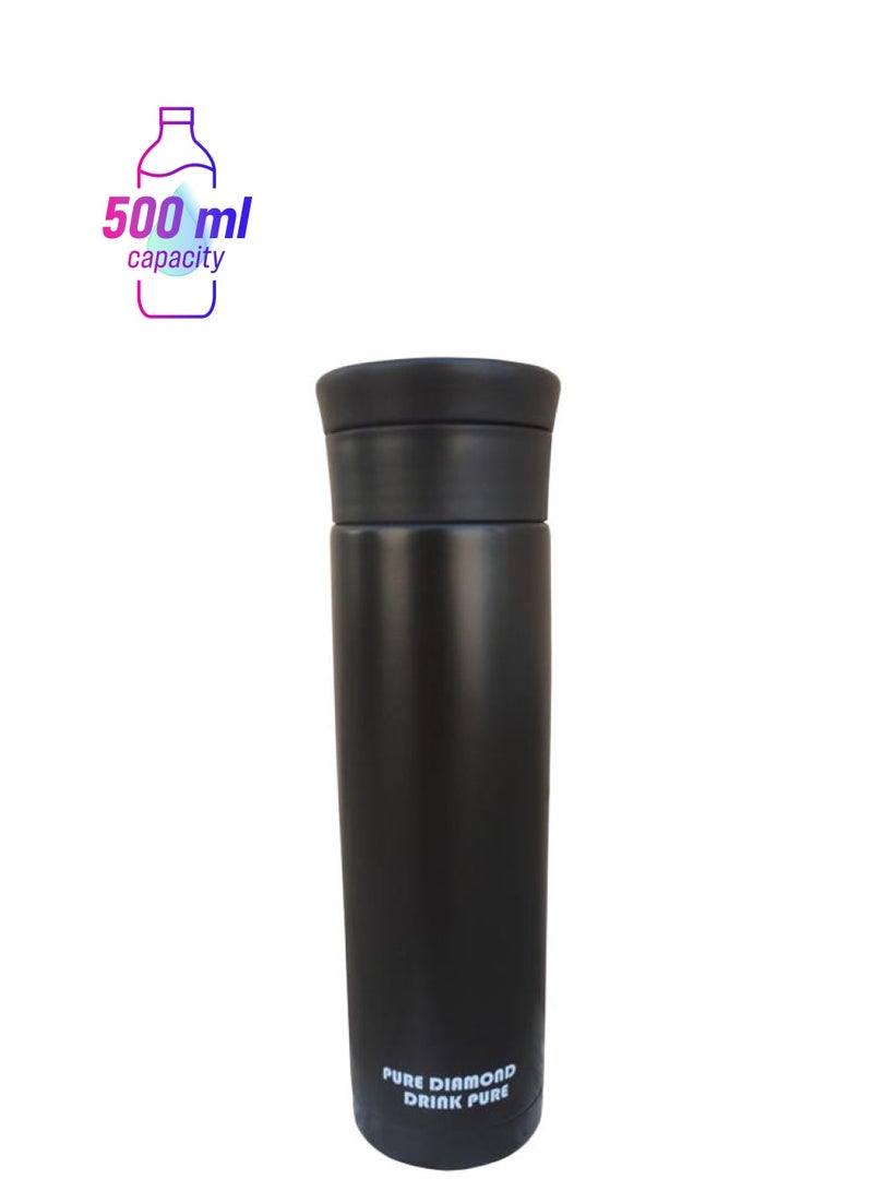NIBEMINENT Double Wall Stainless Steel Insulated Water Bottle Black 500ml 