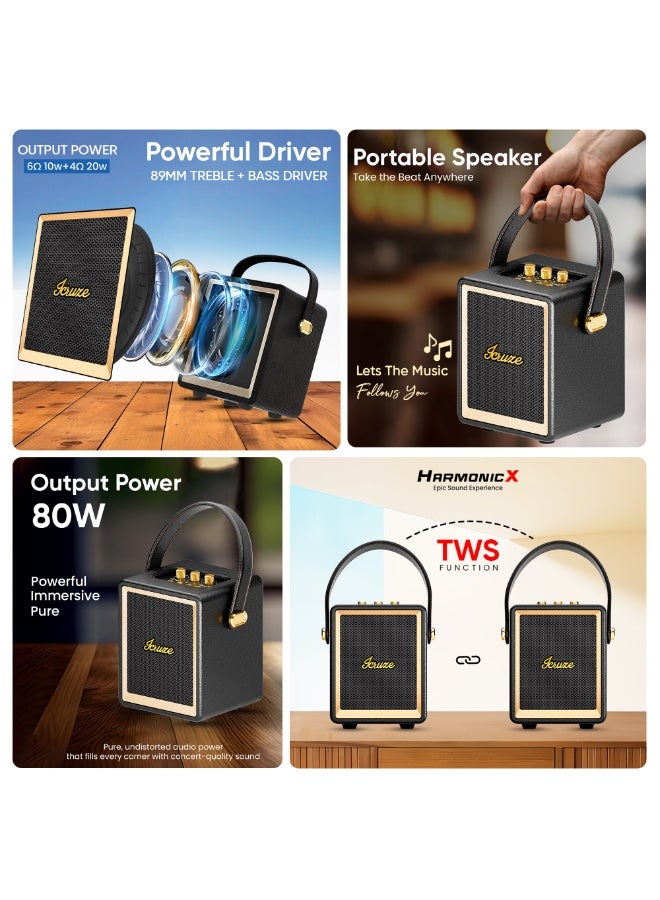 آي كروز مكبر صوت حفلات iCruze بتقنية بلوتوث - بلوتوث 5.3 مع تقنية MV Silicon، مشغل صوت جهير وعالي 89 مم، مدة تشغيل تصل إلى 10 ساعات، بطارية 5000 مللي أمبير/ساعة - أسود - Image 2