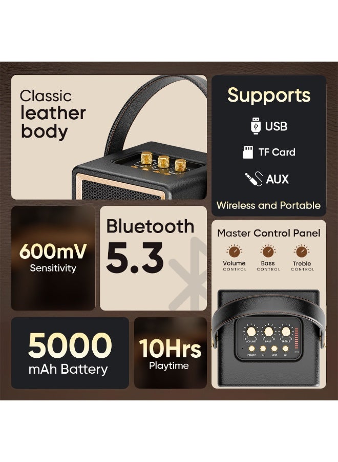 آي كروز مكبر صوت حفلات iCruze بتقنية بلوتوث - بلوتوث 5.3 مع تقنية MV Silicon، مشغل صوت جهير وعالي 89 مم، مدة تشغيل تصل إلى 10 ساعات، بطارية 5000 مللي أمبير/ساعة - أسود - Image 3