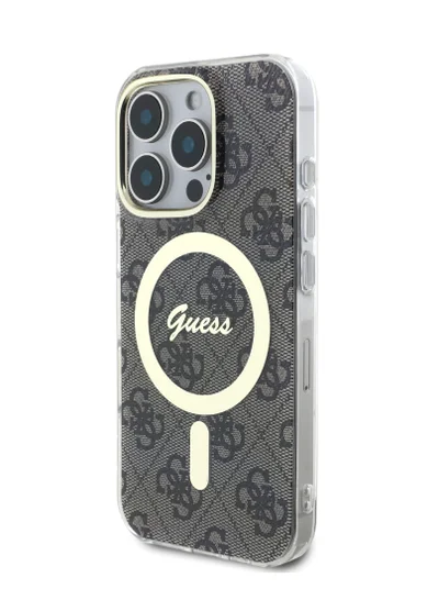 GUESS MagSafe 4G Edition HD Printing PC & TPU Case for iPhone 16 Pro/ Lightweight/ High Quality Material/ MagSafe compatibility - Brown
