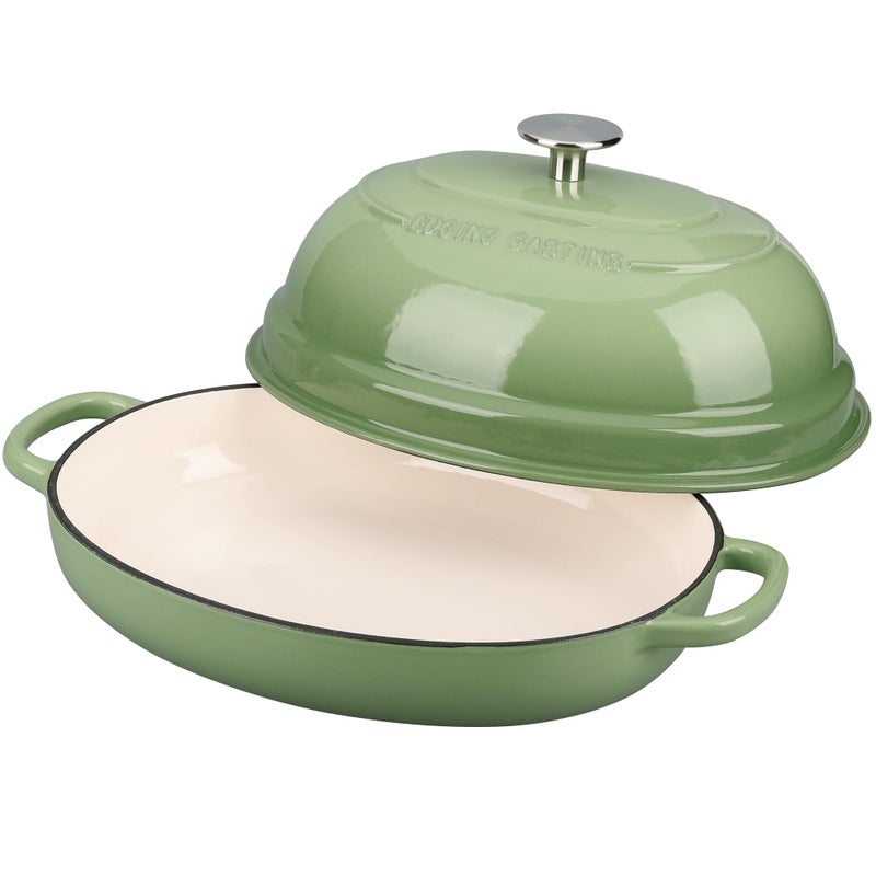 EDGING CASTING Enameled Oval Cast Iron Dutch Oven Pot with Lid, Bread Dutch Oven for Sourdough Bread Baking, Dutch Oven Bread, Bread Oven, 6QT, Pistachio Green - Image 4