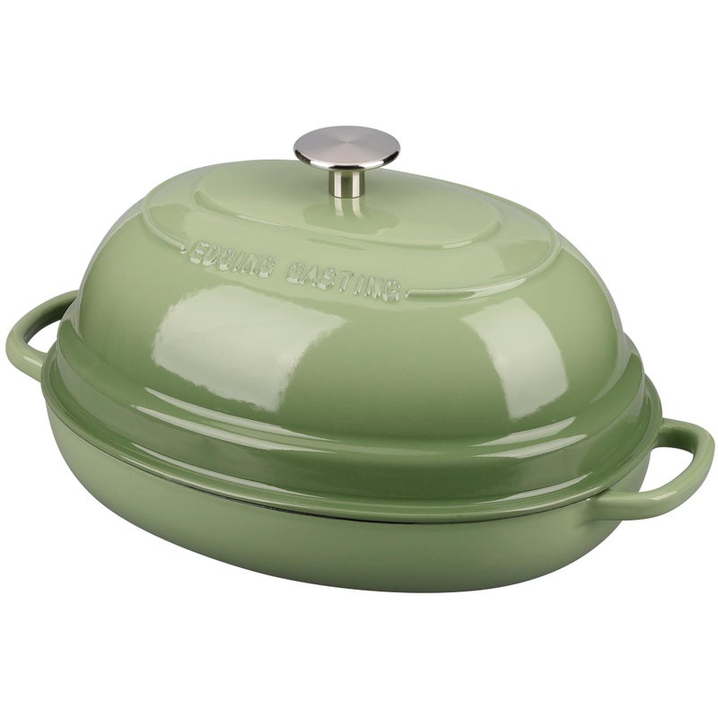 EDGING CASTING Enameled Oval Cast Iron Dutch Oven Pot with Lid, Bread Dutch Oven for Sourdough Bread Baking, Dutch Oven Bread, Bread Oven, 6QT, Pistachio Green - Image 1