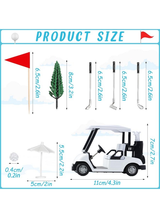 Leitee 21 Pcs Golf Cake Topper Cake Decoration Cupcake Topper Include Mini Cart Red Flag Ball Green Tree Club Sun Umbrella for Golf Themed Birthday(White,Classic) - Image 3