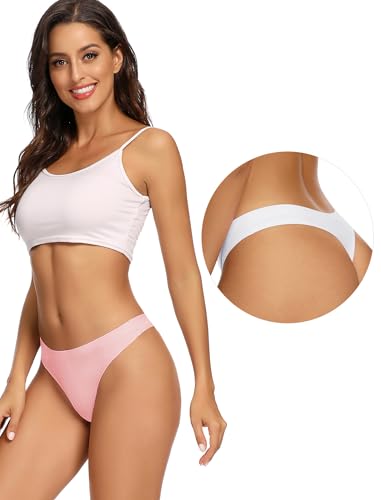 voenxe Seamless Women Underwear Thongs,No Show Ladies Thong,Invisible No Line Breathable Comfortable Panties Undies,Womens No Seam Soft Wide Gusset Tanga,Legging Underpants for Woman 5-Pack - Image 3