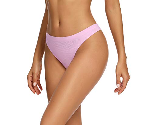 voenxe Seamless Women Underwear Thongs,No Show Ladies Thong,Invisible No Line Breathable Comfortable Panties Undies,Womens No Seam Soft Wide Gusset Tanga,Legging Underpants for Woman 5-Pack - Image 2