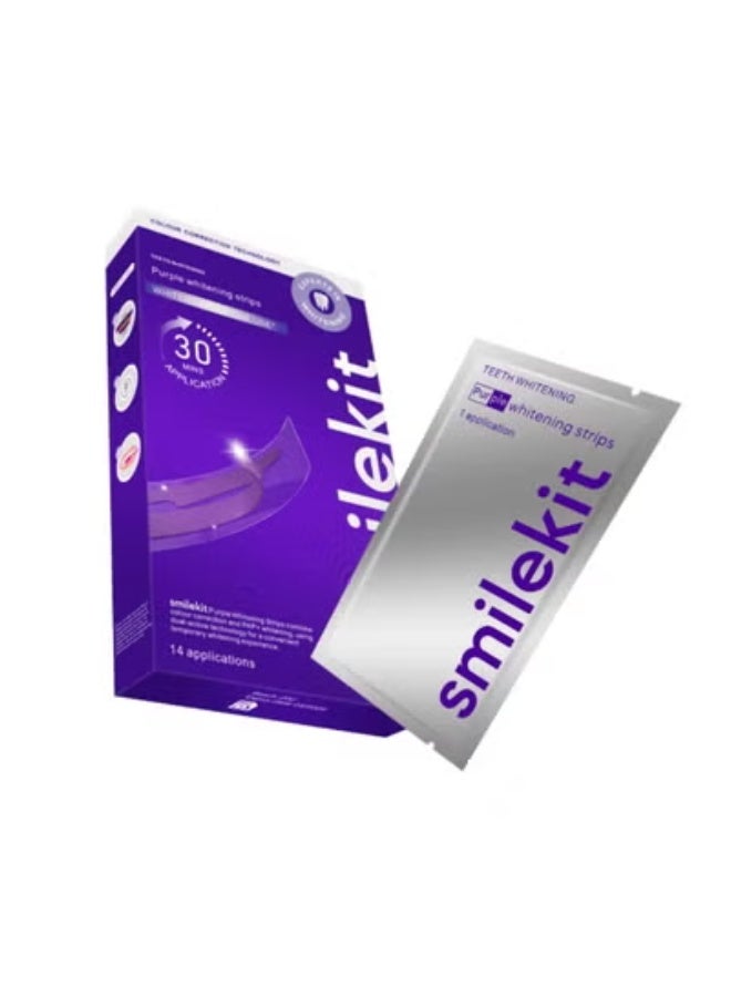 SMILEKIT Purple Whitening Strips, Gently Remove Tooth Stains, Protect Tooth Enamel, Use Advanced 9d Whitening Technology to Create A Brighter Smile, Enamel Safe for Sensitive Tooth, 28 Strips - Image 1