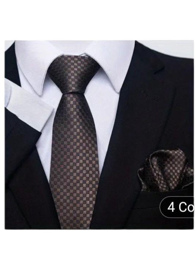 طقم إكسسوارات رجالي فاخر 6 قطع - تشكيلة كرفتات  ومناديل جيب (Pocket Square) بتصاميم ملكية - داخل صندوق هدايا VIP - Image 4