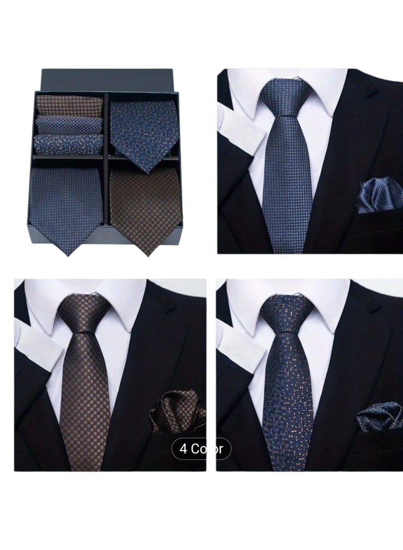 طقم إكسسوارات رجالي فاخر 6 قطع - تشكيلة كرفتات  ومناديل جيب (Pocket Square) بتصاميم ملكية - داخل صندوق هدايا VIP - Image 5