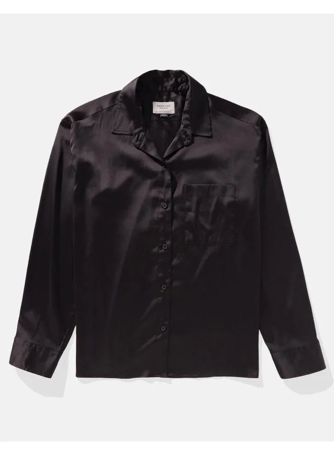 American Eagle AE Satin Button-Up Shirt