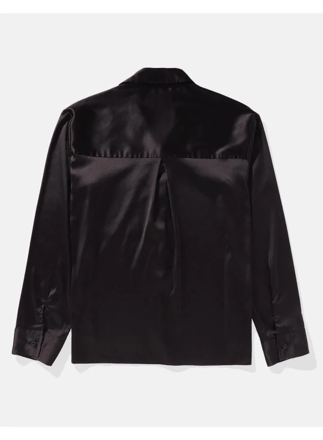 American Eagle AE Satin Button-Up Shirt