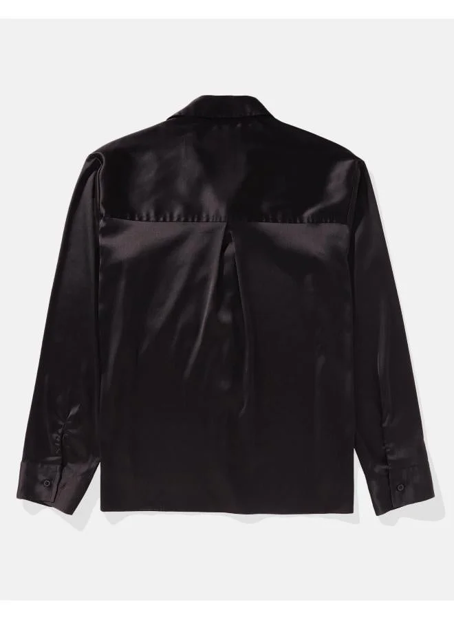 American Eagle AE Satin Button-Up Shirt