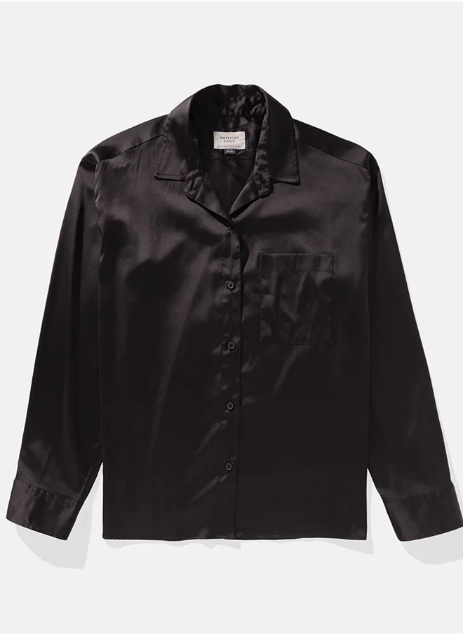 American Eagle AE Satin Button-Up Shirt