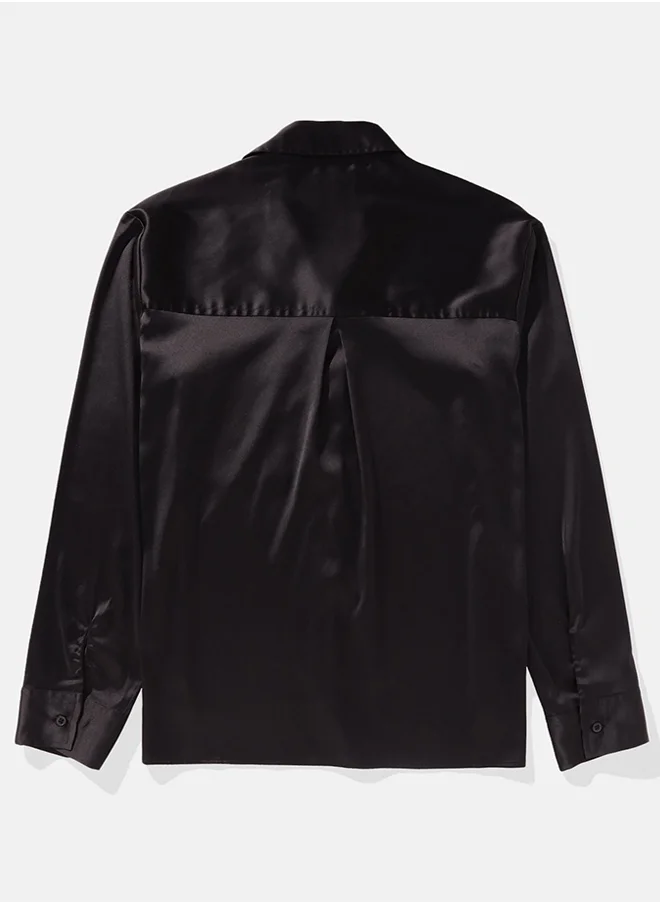 American Eagle AE Satin Button-Up Shirt