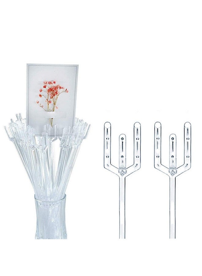 BEADNOVA Floral Pick Card Holder 50Pcs 9Inch Plastic Straight Head Flower Pick Card Holder For Floral Arrangement Bouquet Wedding Decoration (Fork Shape Head)  - Image 1