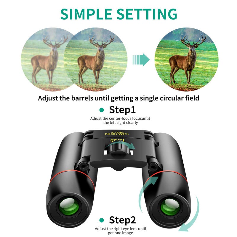 POLDR 12X25 Small Pocket Binoculars Compact Adults,Mini Kids Binoculars Boys for Bird Watching,Concert Theater Opera - Image 4