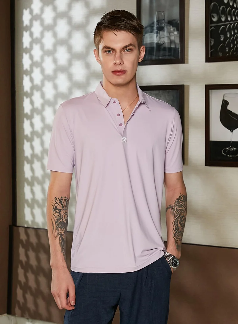 كامبوس سوترا تيشيرت بولو رجالي سادة بدون خياطة لون ليلكي