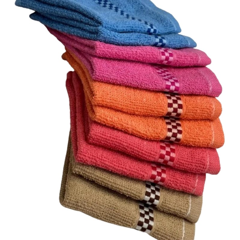 My E Shop Towel Handkerchief Cotton Face Towel Face Towel Sweat Absorbent Handkerchief Unisex Multi Lining Hanky Set of 6 10 x 10 inch Multicolor