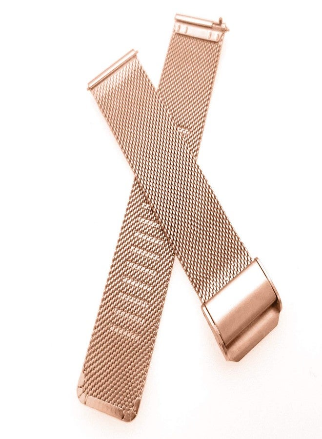 Abanen Watch Bands for Garmin Vivoactive 4S / Vivomove 3S /Venu 2S, 18mm Quick Release Stainless Steel Metal Mesh Women Wristband Strap for Forerunner 255s/255s Music (Rose Gold) - Image 2