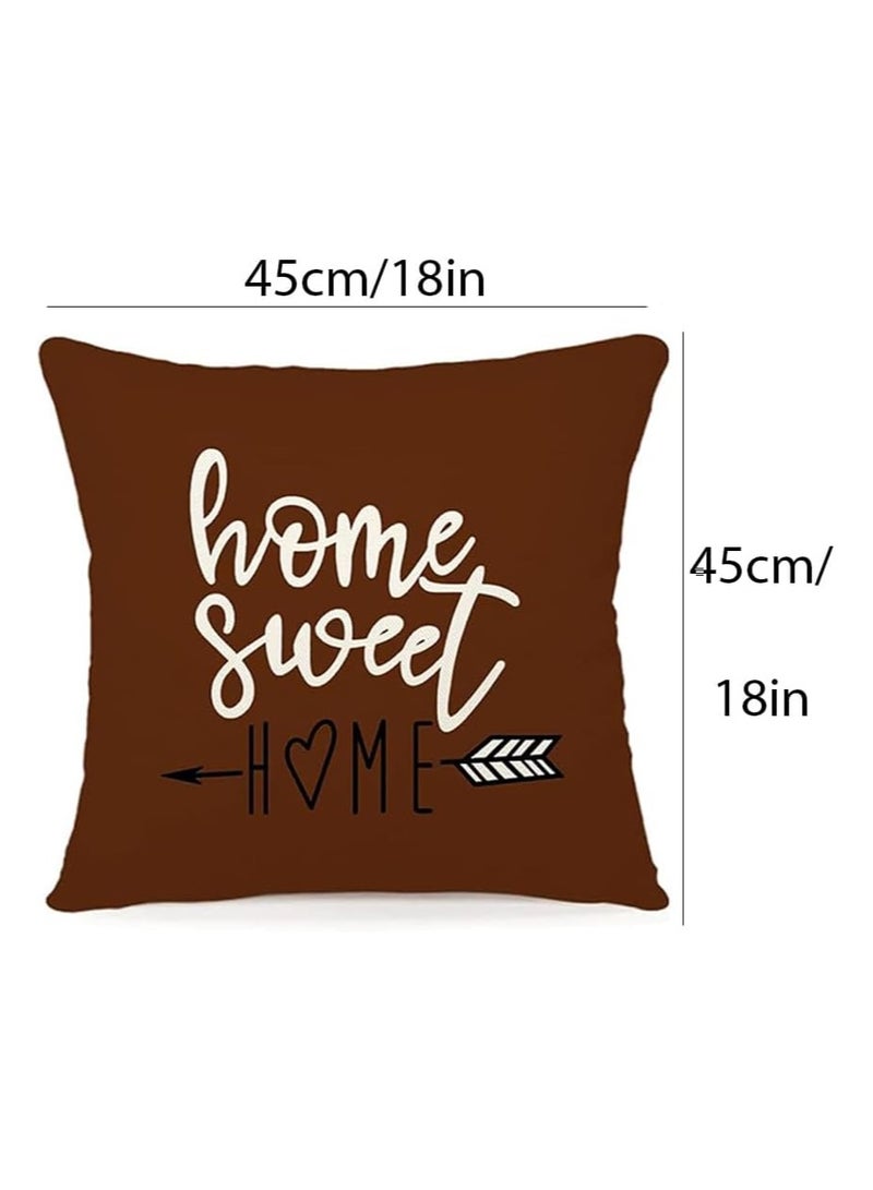 Joyelink Pillow Covers, 4Pcs Modern Sofa Throw Pillow Cover, 18x18In Decorative Outdoor Linen Fabric Pillow Case, for Couch, Bed, Car, Home Sofa, Couch Decoration (Coffee) - Image 2