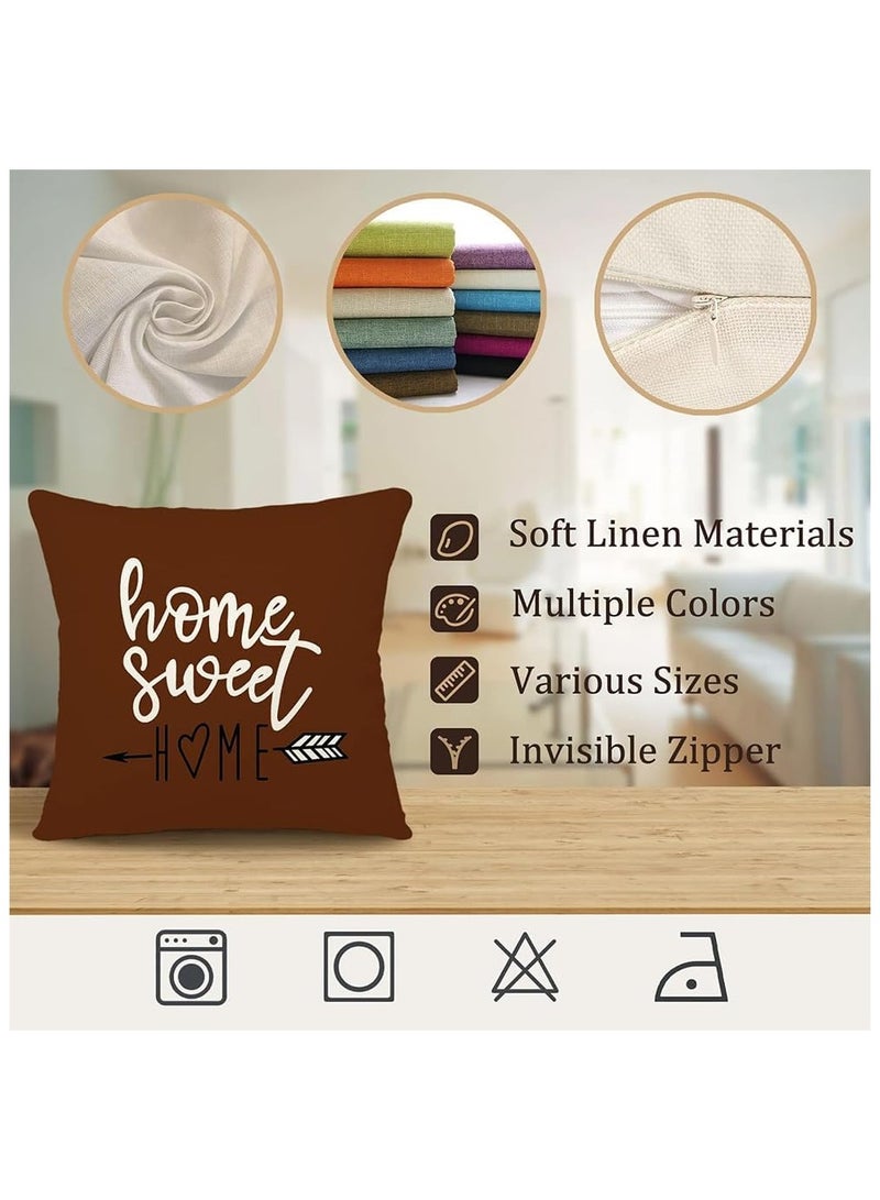 Joyelink Pillow Covers, 4Pcs Modern Sofa Throw Pillow Cover, 18x18In Decorative Outdoor Linen Fabric Pillow Case, for Couch, Bed, Car, Home Sofa, Couch Decoration (Coffee) - Image 3