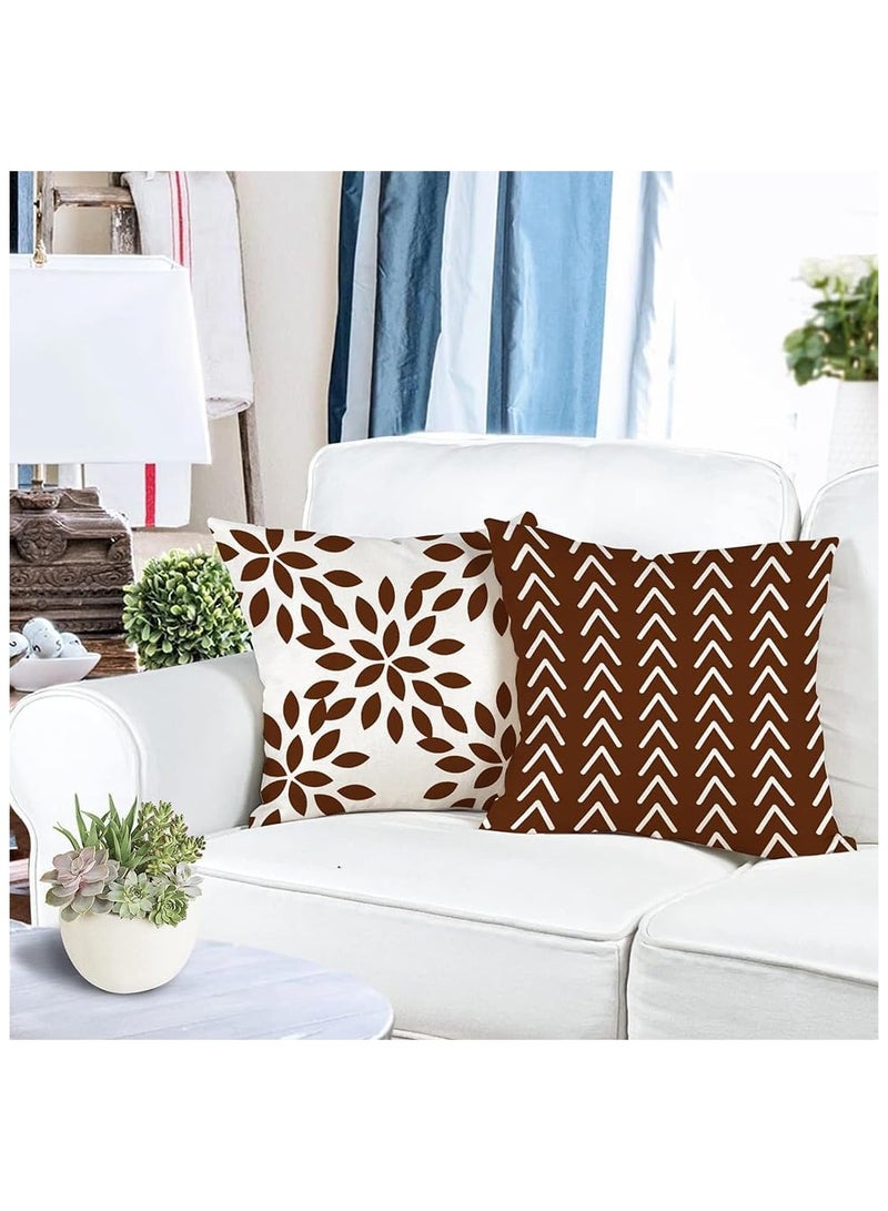 Joyelink Pillow Covers, 4Pcs Modern Sofa Throw Pillow Cover, 18x18In Decorative Outdoor Linen Fabric Pillow Case, for Couch, Bed, Car, Home Sofa, Couch Decoration (Coffee) - Image 4