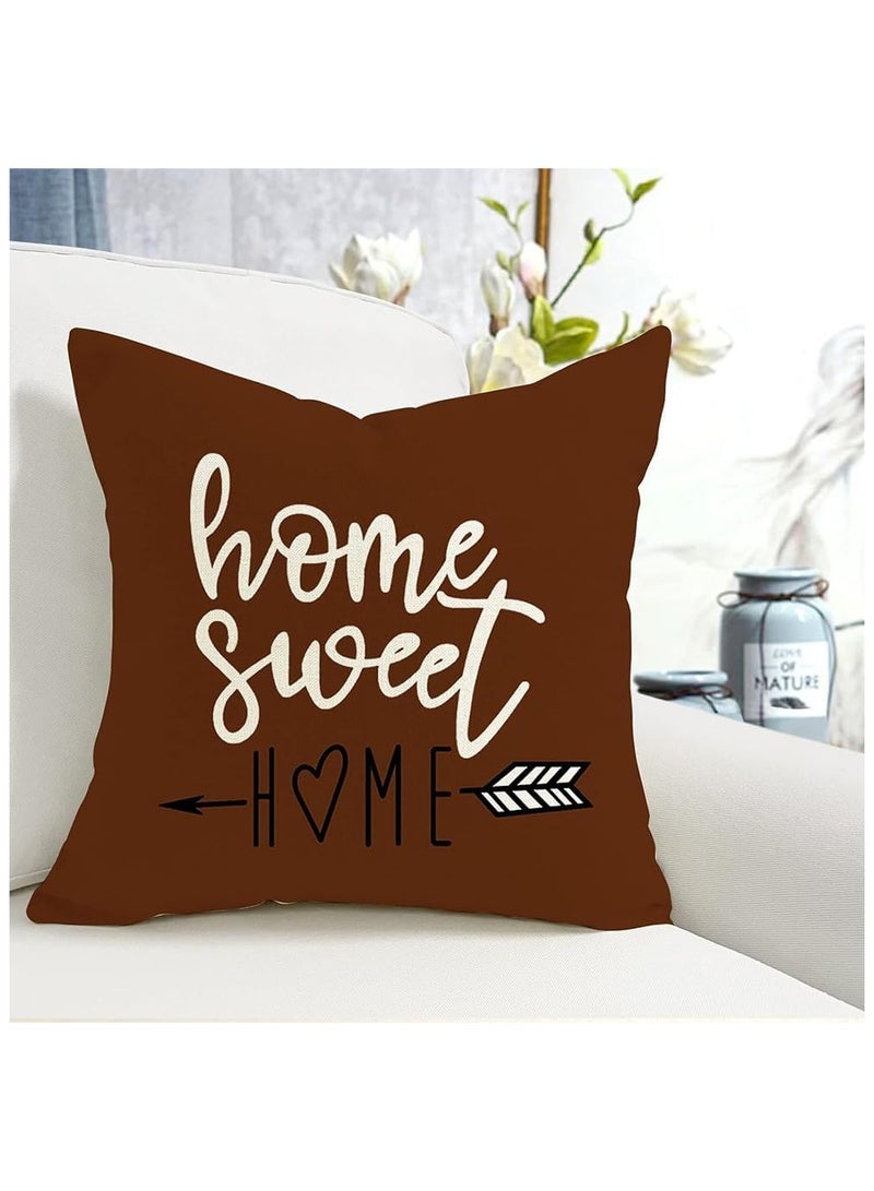 Joyelink Pillow Covers, 4Pcs Modern Sofa Throw Pillow Cover, 18x18In Decorative Outdoor Linen Fabric Pillow Case, for Couch, Bed, Car, Home Sofa, Couch Decoration (Coffee) - Image 5