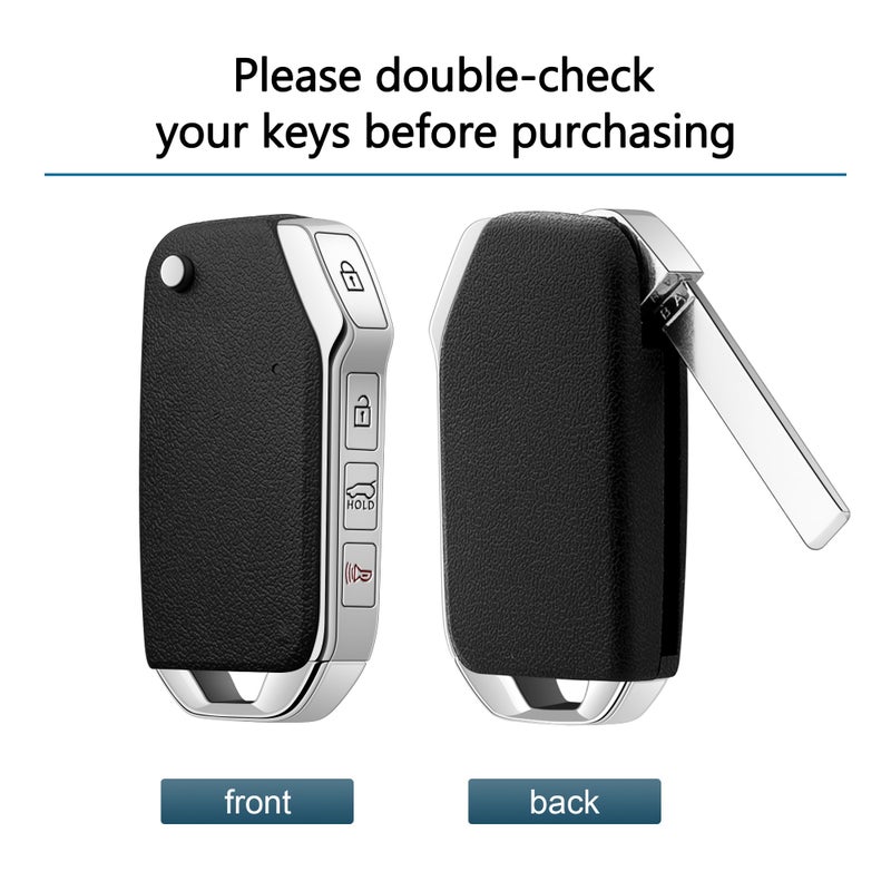 Tengare for Kia Key Fob Cover Flip Car Key Case fits K5 LX Seltos S LS Sorento Soul Sportage NIRO Forte LXS FE - Image 4