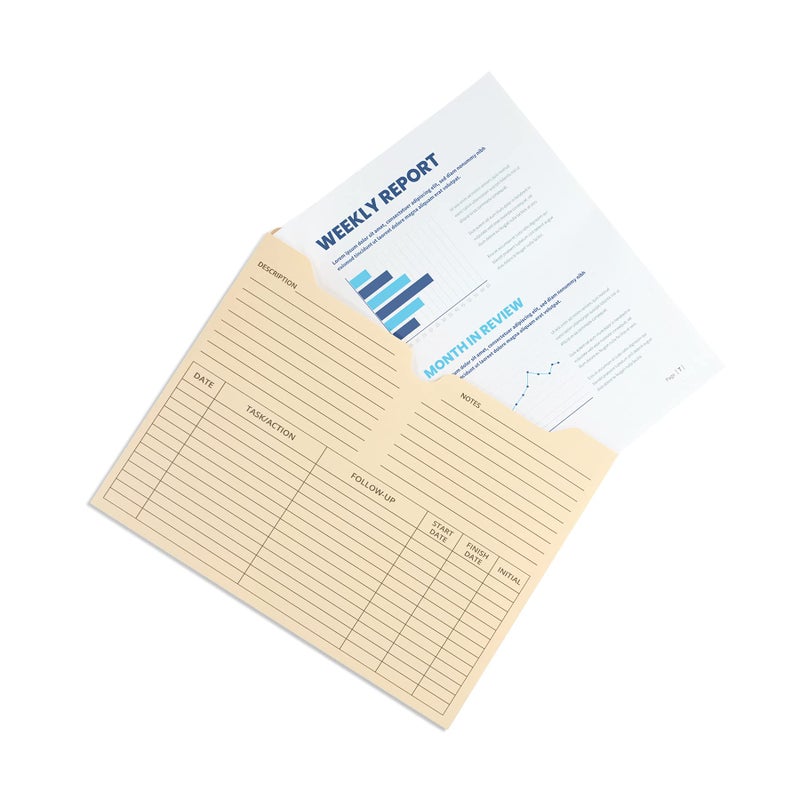 Blue Summit Supplies 50 Project File Folders, Reinforced Straight Cut Tab, 2 Inch Expansion Pocket, Preprinted Project Management Folder Design, Letter Size, Manila, 50 Pack - Image 5