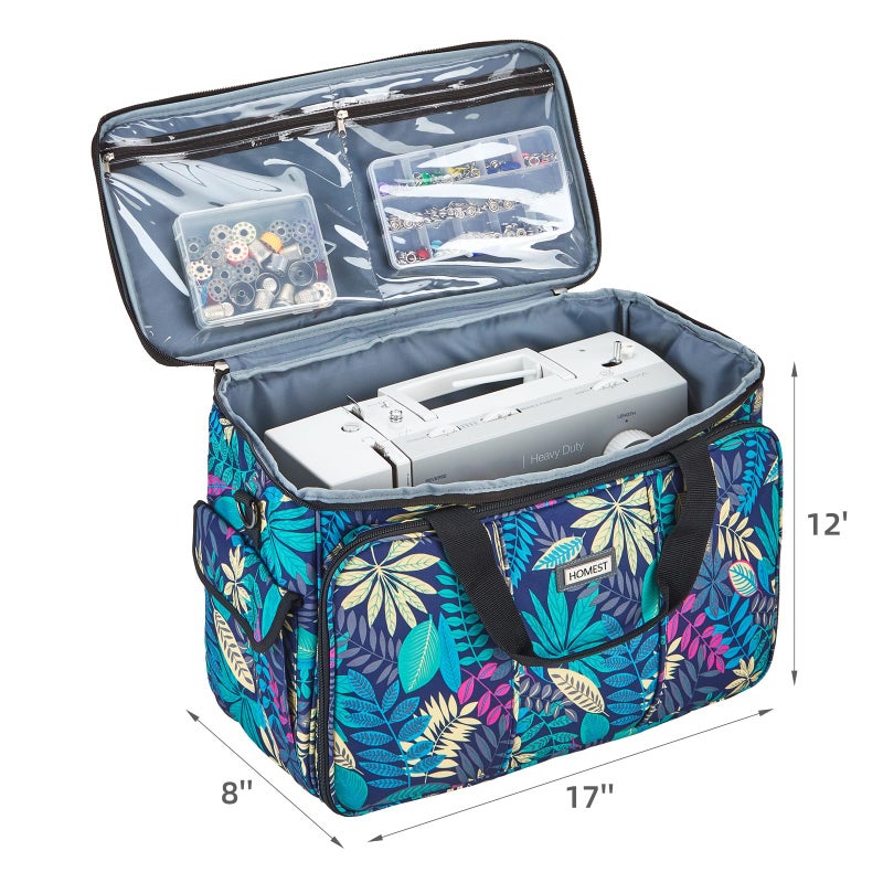 HOMEST Sewing Machine Carrying Case with Multiple Storage Pockets, Universal Tote Bag with Shoulder Strap Compatible with Most Standard Singer, Brother, Janome, Floral (Patent Design) - Image 4