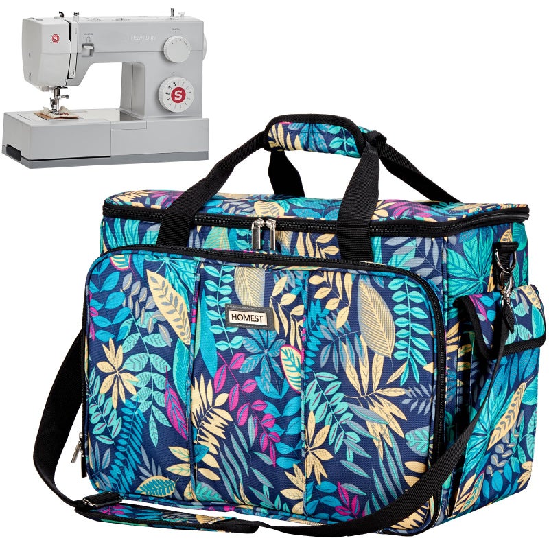 HOMEST Sewing Machine Carrying Case with Multiple Storage Pockets, Universal Tote Bag with Shoulder Strap Compatible with Most Standard Singer, Brother, Janome, Floral (Patent Design) - Image 1