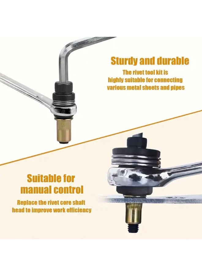 70 قطعة مجموعة صواميل M3 M12 مع 7 قطع مسدس برشام يدوي طقم كامل الحجم لربط المعادن في السيارات والمنزل - Image 5