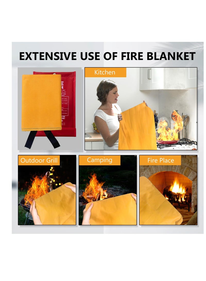 Excefore Fire Blanket Emergency for Home and Kitchen, Silicone Coated Fiberglass Suppression Blanket, for Fireplace, Outdoor Grill, Car, Camping, Fireproof Safety Blanket (100*100 cm,1Pcs) - Image 2