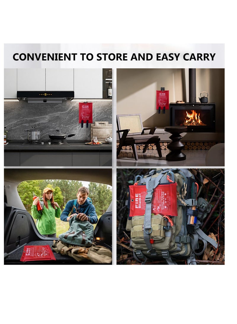 Excefore Fire Blanket Emergency for Home and Kitchen, Silicone Coated Fiberglass Suppression Blanket, for Fireplace, Outdoor Grill, Car, Camping, Fireproof Safety Blanket (100*100 cm,1Pcs) - Image 5