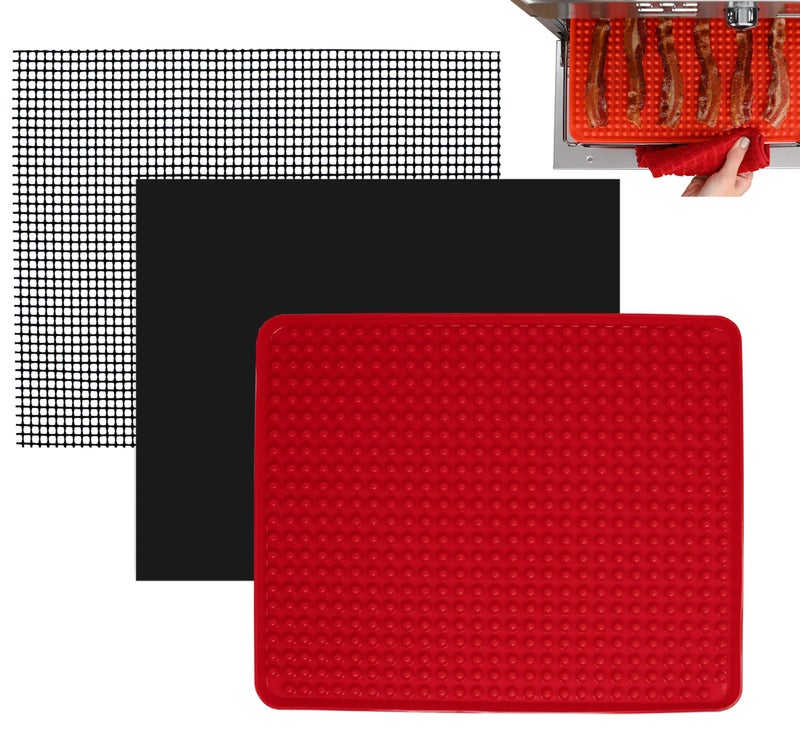 INFRAOVENS Toaster Oven Air Fryer Reusable Mats Accessories 12 x 13 XL Compatible with Gowise Kitchenaid Emeril Lagasse Ninja Kalorik  More Large Countertop Oven Dehydrator Liners Easy Clean  Food Safe 