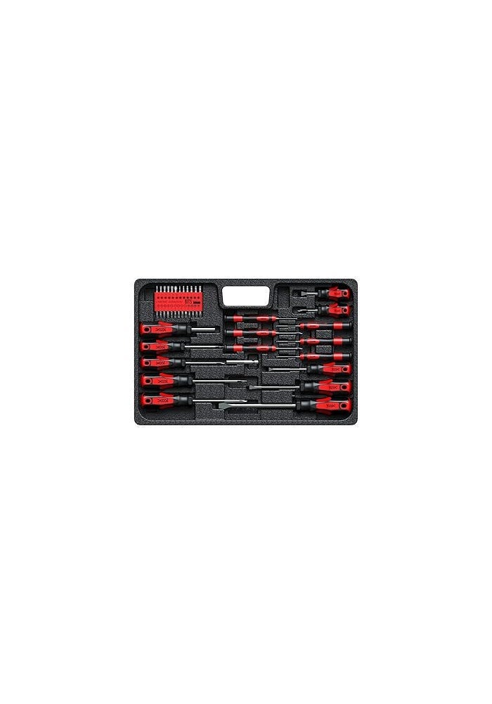 XOOL 42PCS Magnetic Screwdriver Set with Tray, Torx Phillips Flat Hex Pozi Non-Slip Magnetic Tips Screwdriver Set - Image 1