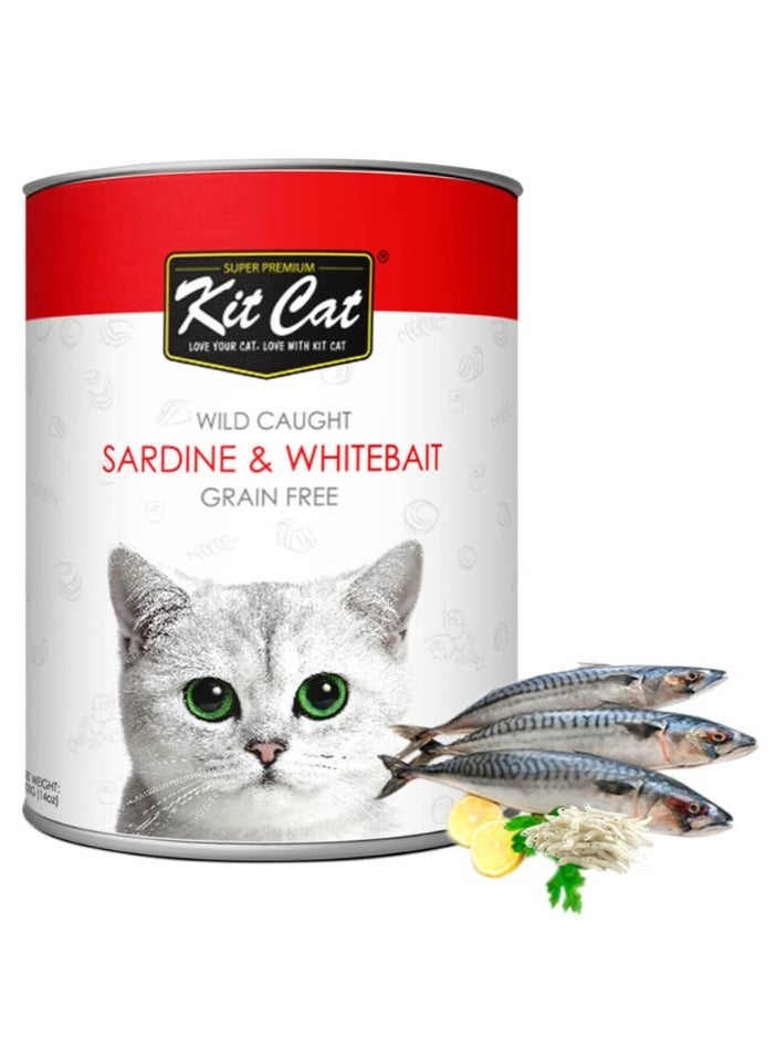 Kit Cat Wild Caught Sardine & WhiteBait 3 x 400g - Image 1