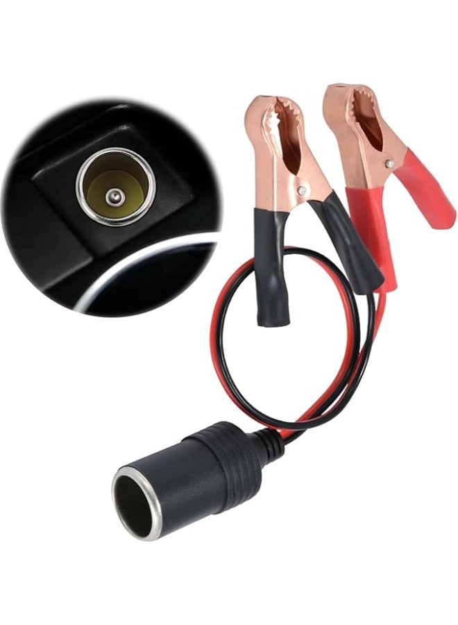 12V/24V Battery Alligator Clamp Adapter - Heavy Duty Extension Cable with Female Power Socket - Portable Battery Terminal Connector for Cars, Camper Vans, and Boats. - Image 1