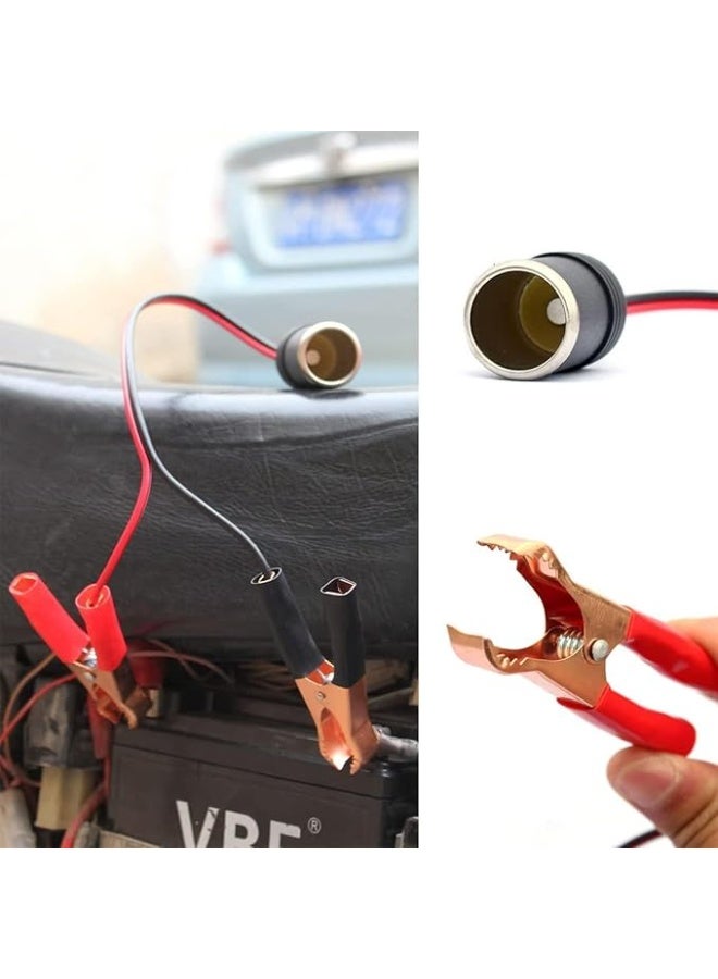 12V/24V Battery Alligator Clamp Adapter - Heavy Duty Extension Cable with Female Power Socket - Portable Battery Terminal Connector for Cars, Camper Vans, and Boats. - Image 3