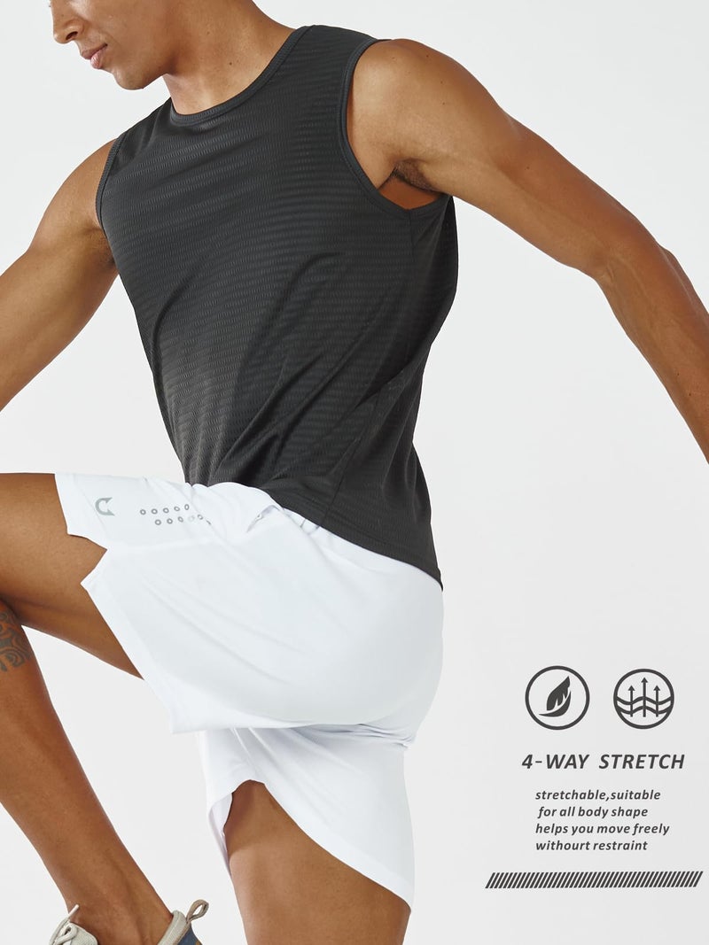 NORTHYARD Men's 7" Athletic Shorts Workout Gym Quick Dry Shorts Lightweight Mesh Hiking Shorts for Men Exercise White - Image 3