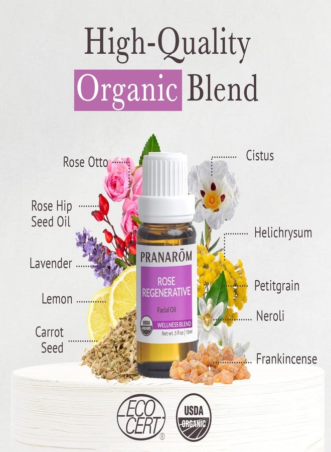 Pranarom - Rose Regenerative Facial Essential Oil Blend (5ml) - Lavender, Rosehip Seed, Frankincense, and Lemon - 100% Pure Essential Oil for Skincare | USDA and ECOCERT Certified Organic - Image 3