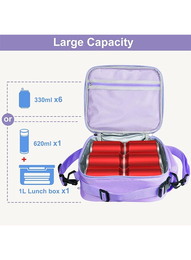 Ant Lunch Box for Kids Girls, Rainbow Laser Tote Leakproof Insulated Lunch Bag, Reusable Bento Bag Picnic Bag for School and Outdoor (Purple) - Image 5