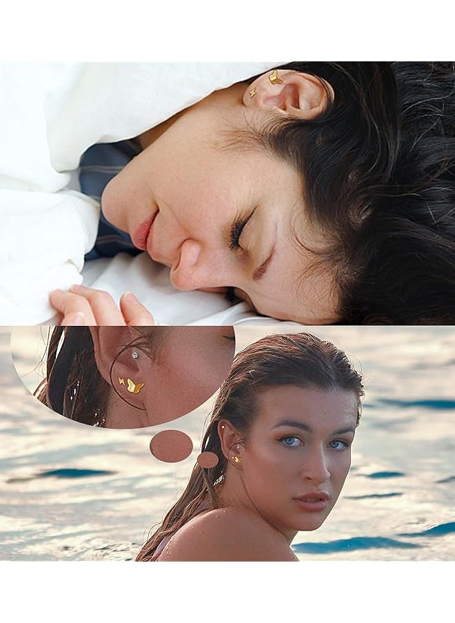 erorex - Titanium Earrings For Sensitive Ears G23 Pure Titanium Stud Earrings For Women Butterfly Lightning Opal Earrings Titanium Studs Hypoallergenic 20G Flat Back Stud Earrings - Image 1
