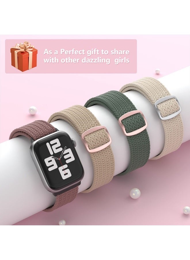 6 Packs Nylon Stretchy Bands Compatible With Apple Watch Bands 38mm 40mm 41mm for Women Girls, Adjustable Braided Solo Loop Sport Bands for iWatch Series 8 7 6 SE 5 4 3 2 1