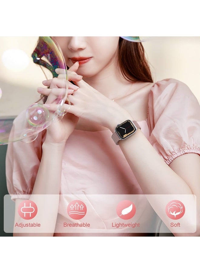 6 Packs Nylon Stretchy Bands Compatible With Apple Watch Bands 38mm 40mm 41mm for Women Girls, Adjustable Braided Solo Loop Sport Bands for iWatch Series 8 7 6 SE 5 4 3 2 1
