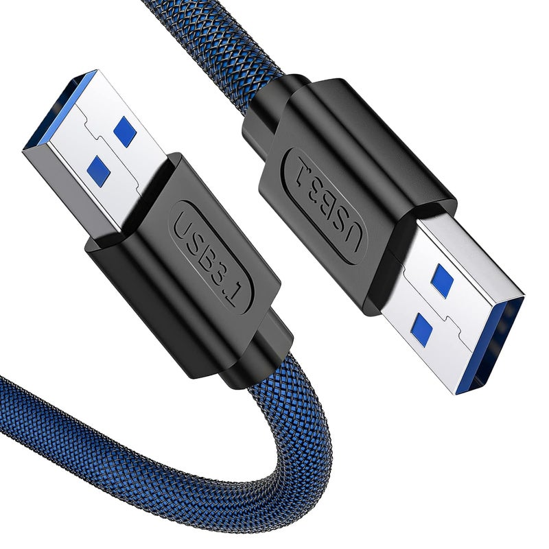 اند توبو كابل USB 3.0 من ذكر إلى ذكر (نوع A) بطول 1.65 قدم، كابل USB 3.0 مزدوج الطرفين متوافق مع أغلفة القرص الصلب ومشغل DVD ومبرد الكمبيوتر المحمول - أزرق - Image 1